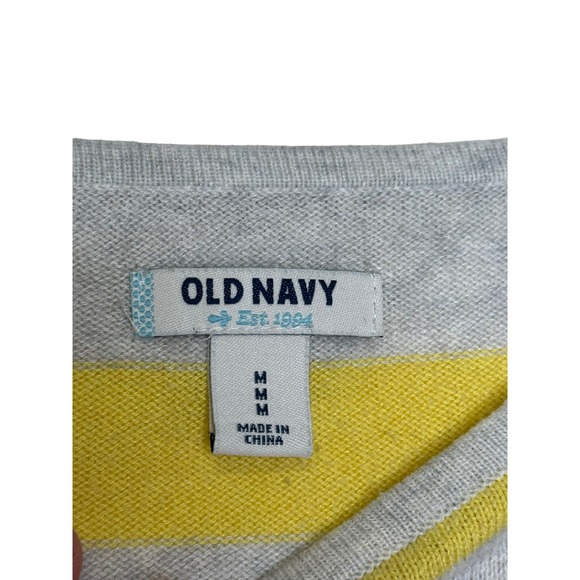 Old Navy Women's Sweater Striped Long Sleeve Lightweight Gray/Yellow‎ Sz. Medium - Picture 3 of 11